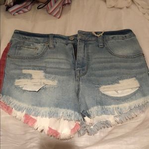 American flag jean shorts